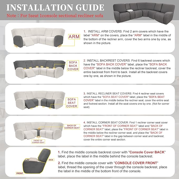 100% Waterproof Sectional Recliner Couch Covers - Image 7