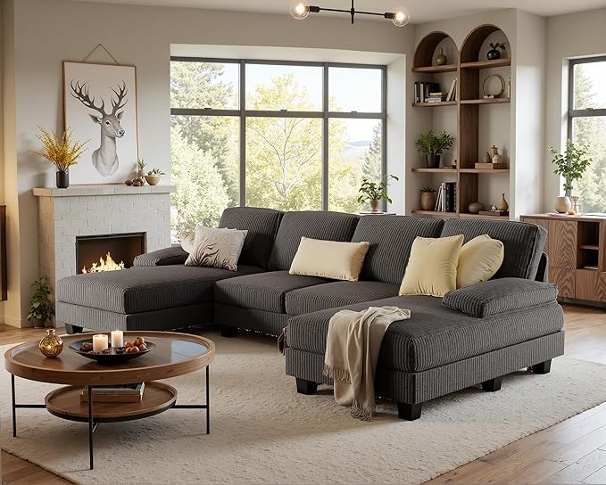 Furniwell Convertible Sectional Sofa Couch, 4 Seat Sofa Set - Image 3