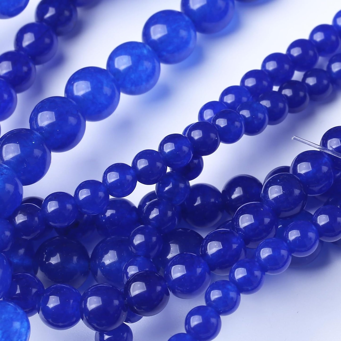 Mysterious Blue Chalcedony Stone Beads Gemstone Round Crystal Energy Jade Beads Stone Beads for Jewelry Making DIY Bracelet Necklace Jewelry Making 1 Strand 15.5inch 31PCS 12MM