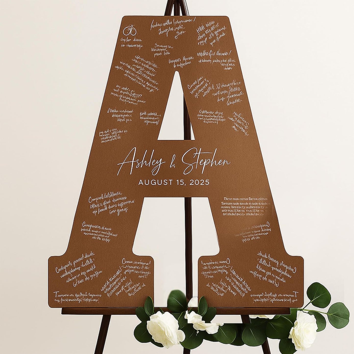 NAZENTI Wedding Guest Book Alternative Wooden Letter Personalized, Custom Initial Wedding Guest Book Alternative with Names, Wedding Guestbook for Guests to Sign, Letter Guest Book Wedding Reception
