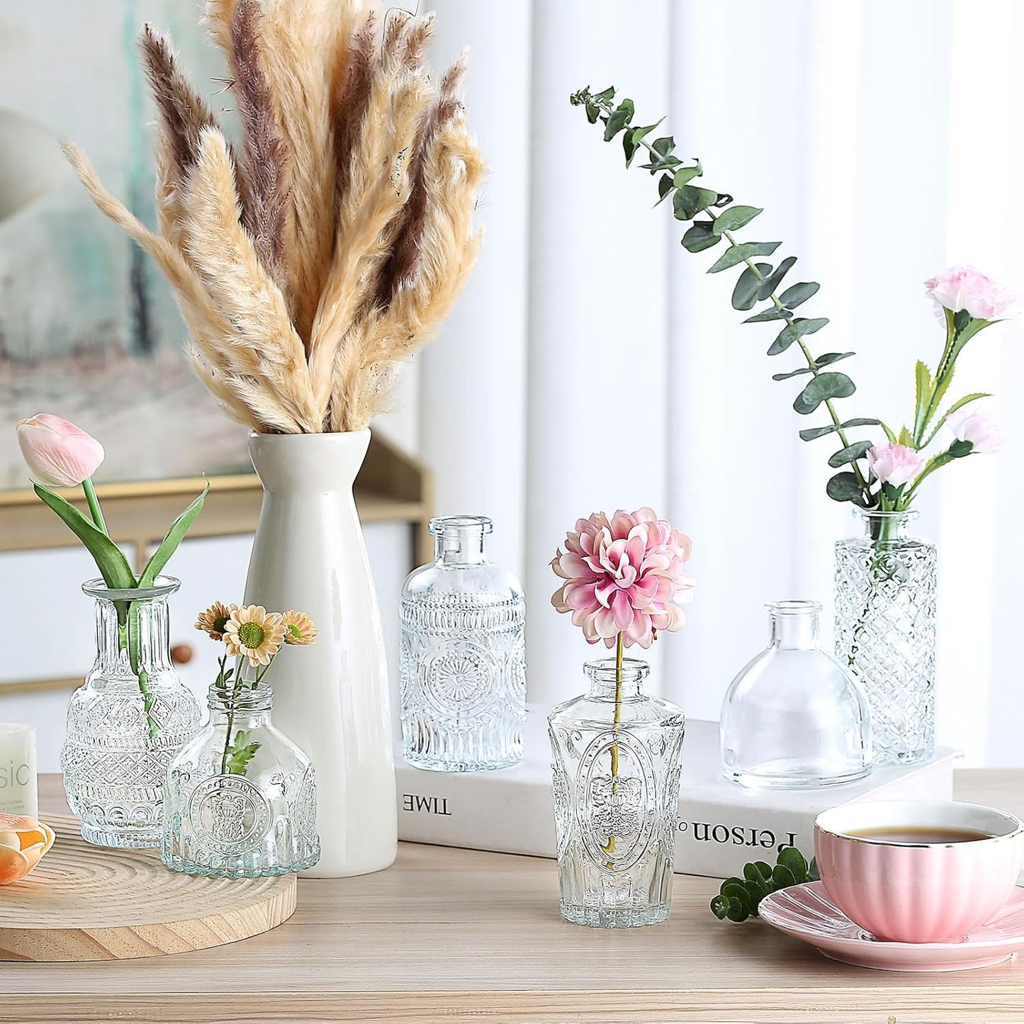 Glass Bud Vase 15 Pcs for Centerpieces Wedding,Home Decor,Bud Vases in Bulk for Flowers,Small Vases for Christmas,Birthday Party,Wedding,Valentine's Day,Mother's Day,Other Events Decorations(Clear)