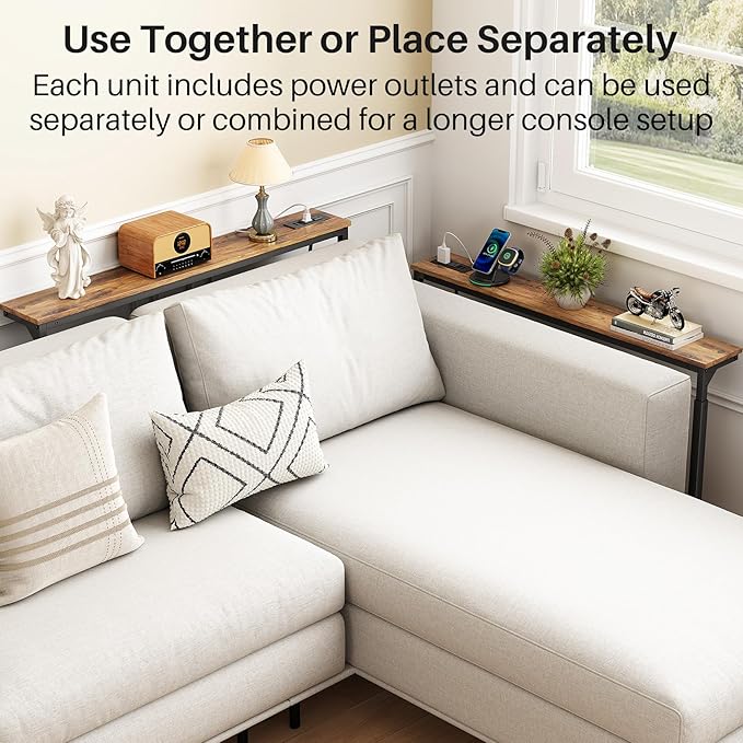 Kitstorack 102.3" Extra Long Behind Couch Table, Adjustable Height Narrow - Image 9