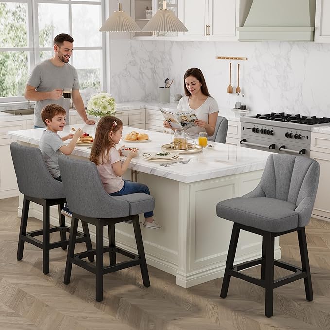 YaFiti Swivel Bar Stools Set of 2, 26 Inch Counter Height Bar Stools - Image 6