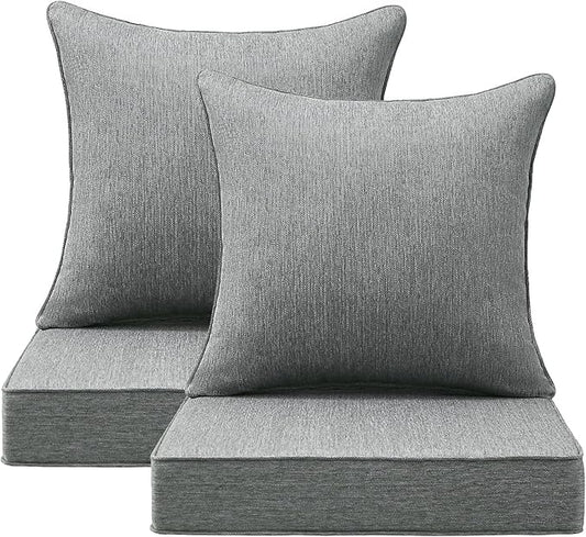 Outdoor Deep Seat & Back Cushion Set, 24 x 24 Inch Water Repellent and Fade by Supflourishia
