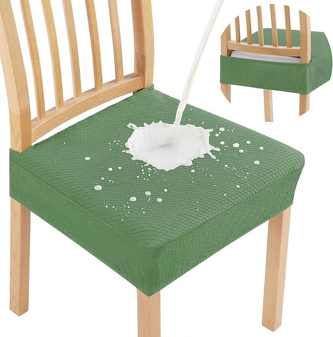 Smiry Waterproof Seat Covers for Dining Room Chairs Set of 8, Stretch Jacquard by Smiry