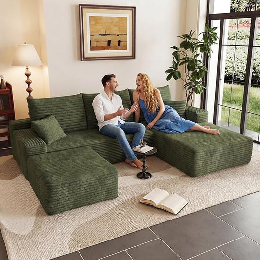 95" Cloud Sectional Couch U-Shaped Chaise by ODUWA