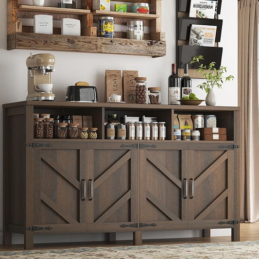 knoworld Buffet Sideboard with Storage Farmhouse with 4 Doors, Dining Room by KNOWORLD