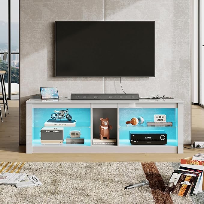 Bestier LED TV Stand for 55/60/65 Inch TV, Modern Gaming TV Console - Image 4