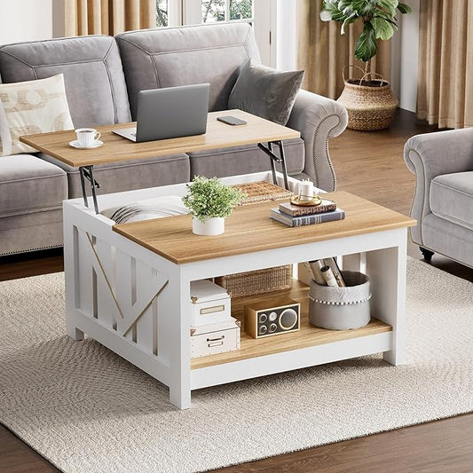 FABATO Lift Top Coffee Table, 31.5" Farmhouse Coffee Tables by FABATO