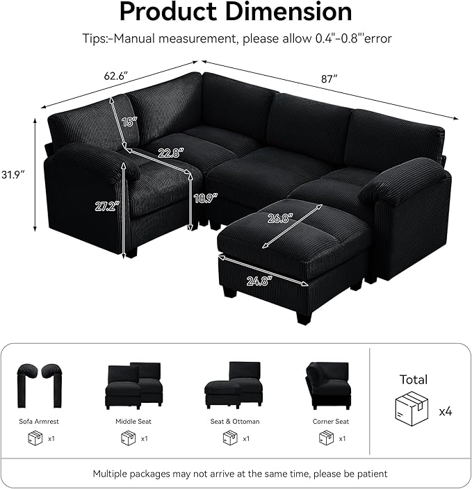 87'' U-Shaped Sectional Sofa - Image 2