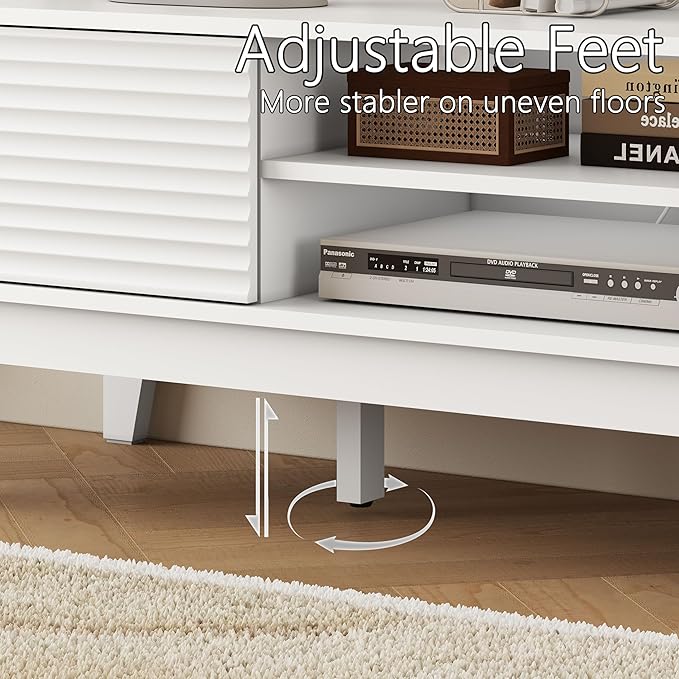 Fluted TV Stand for 55 65 Inch TV, Mid Century Modern Entertainment Center - Image 5