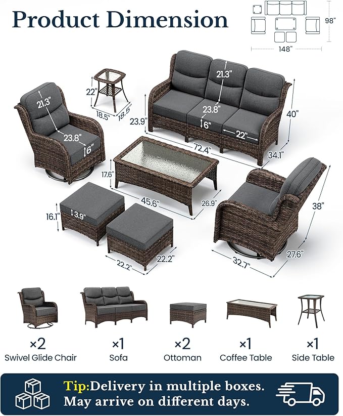 HILLGA 7-Piece Luxury Patio Furniture Set - Image 2