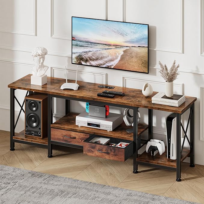 DUMOS 63” TV Stand with Power Outlets, Entertainment Center - Image 2