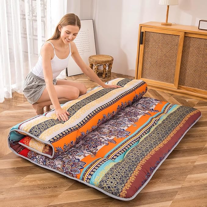MAXYOYO Bohemian Retro Floor Mattress Vintage Floral Japanese Futon Mattress - Image 3
