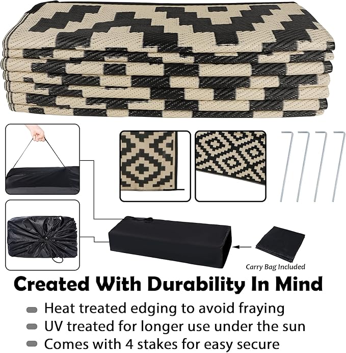 SAND MINE Reversible Mats, Plastic Straw Rug, Modern Area Rug, Large Floor Mat - Image 4