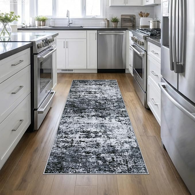 Washable Area Rug 3x8 Entryway Rug: Washable Modern Abstract Soft Thin Rug by FXRHLP
