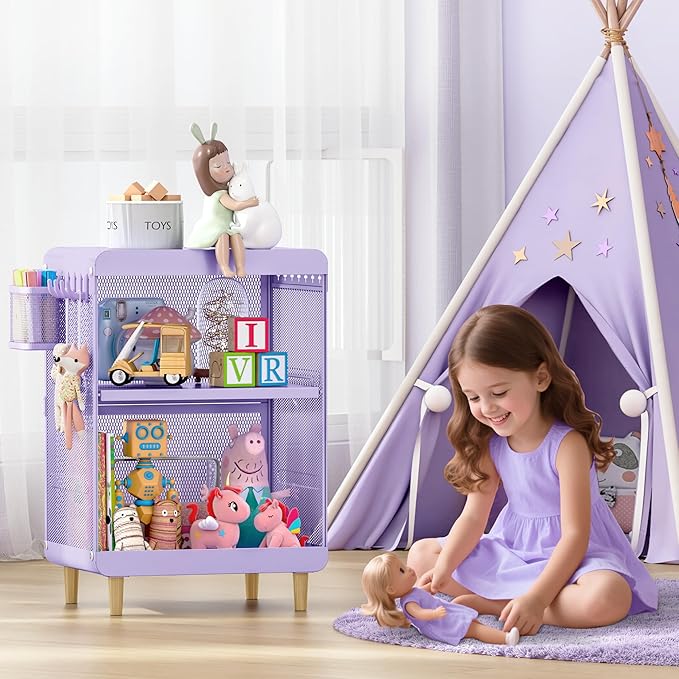 SYKIARIOL Kids Nightstand for Girls, Metal Bedside Table - Image 7