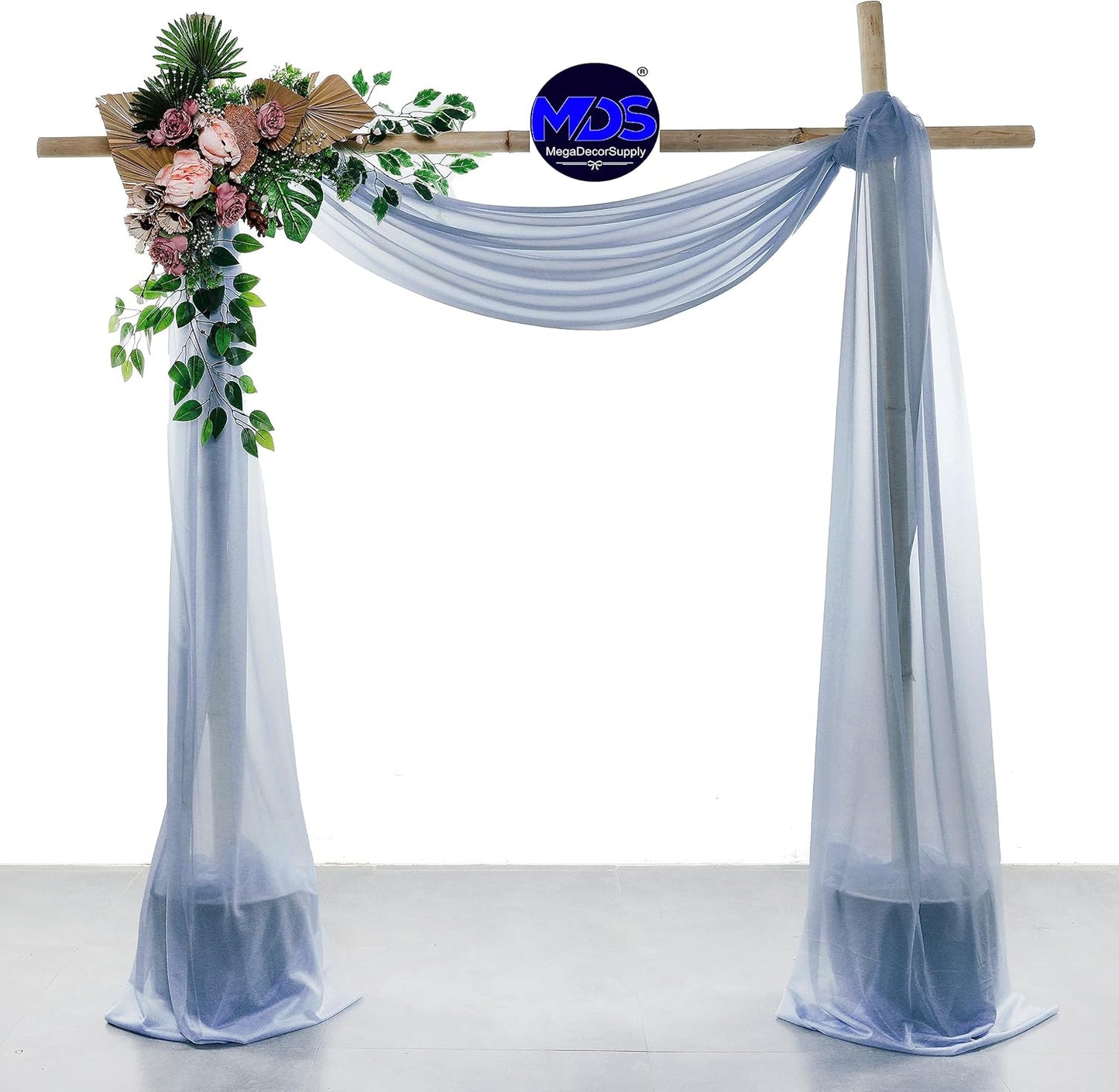 MDS Halloween Chiffon Draping Fabric - 2 Panel, 30" Wide x 100ft Long - Sheer Spooky Arbor & Canopy Drapery for Haunted House Backdrops, Party Ceilings, DIY Costumes & Themed Events - Dusty Blue