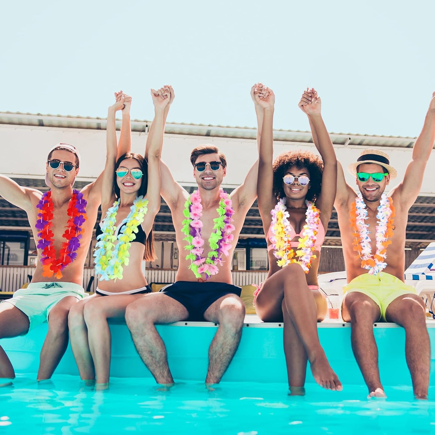 120PCS Hawaiian Leis Party Decorations, Leis for Luau Party Decor, Hawaiian Lei Colorful Tropical Theme Silk Flower Bulk, Flower Garland Summer Pool Birthday Favors Supplies Accessories ﻿