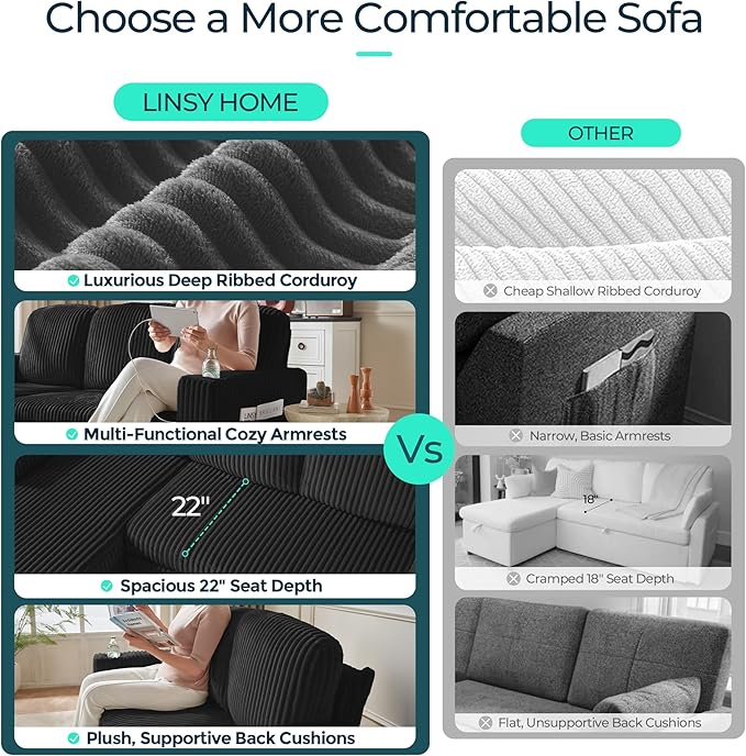 LINSY HOME Sectional Sleeper Sofa Pull Out Couches - Image 6