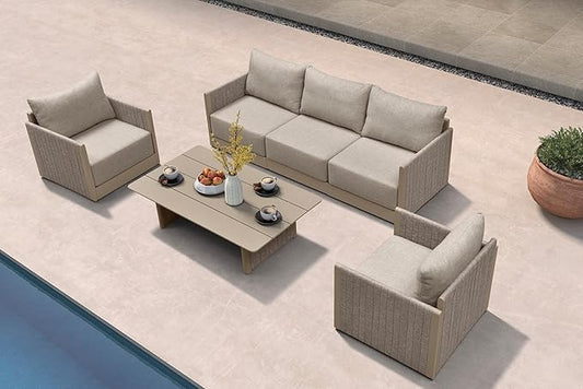 PURPLE LEAF Patio Furniture Set 6 Pieces Outdoor Conversation Sets PP Rope by PURPLELEAF