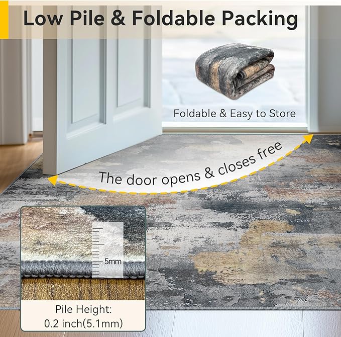 RELEANY Washable Area Rugs 6'x9' Non-Slip Modern Abstract Soft - Image 6