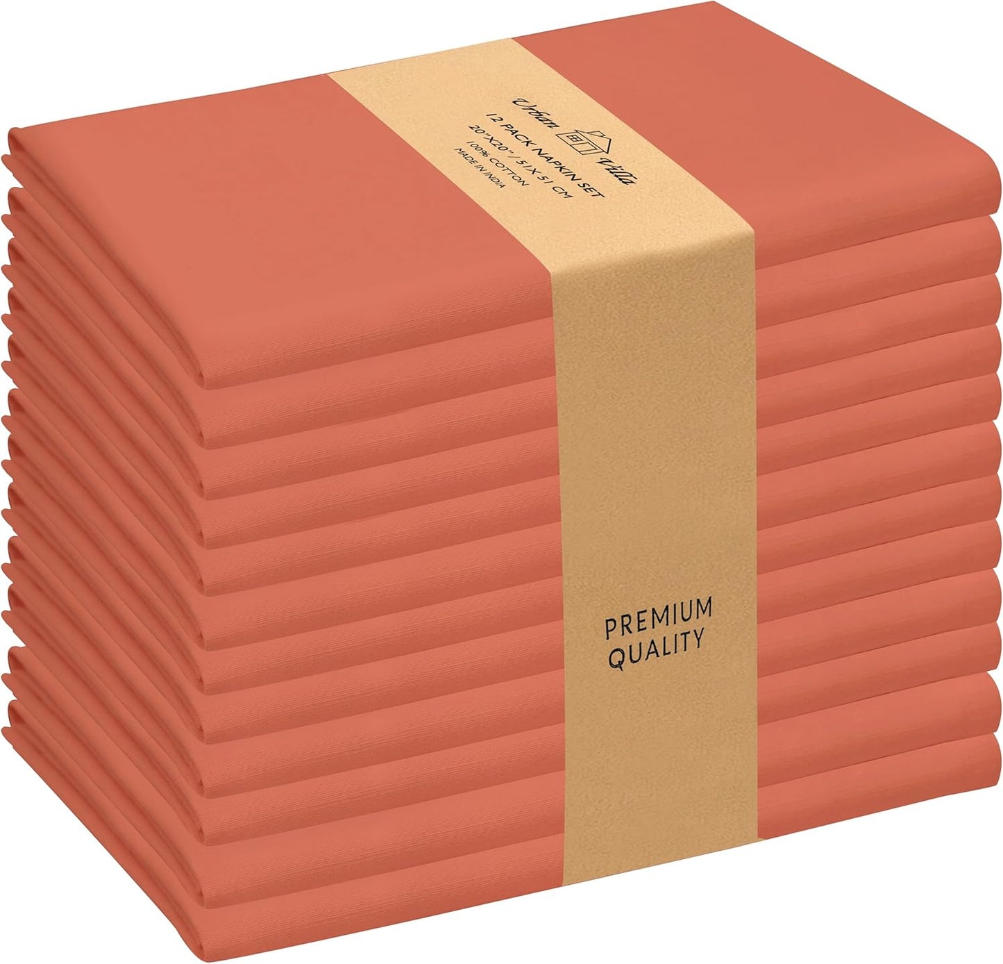 Urban Villa Fall Cloth Napkins Rust Color Dinner Napkins Set of 12 20''x20'' 100% Cotton Slub Absorbent Harvest Napkins Washable ReusableThanks Giving Dinner Napkins