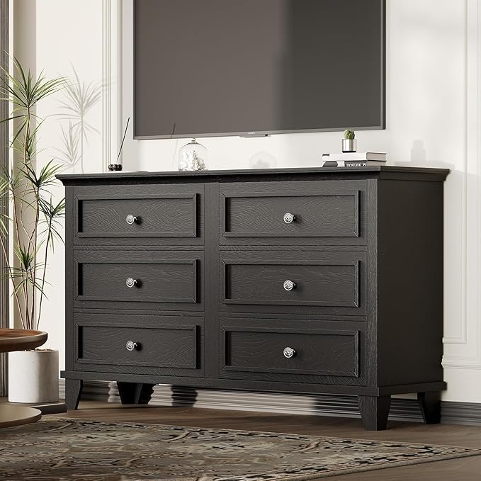 IDEALHOUSE 6 Drawer Dresser, Wooden Storage Chest of Drawers by IDEALHOUSE