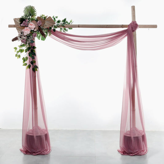 VDS Pack of 2 Panel (30 Inch X 100 Feet) Wedding Arch Draping Fabric Sheer Chiffon Fabric Drapery for Wedding Ceremony Reception Swag Backdrop Canopy Chuppah ARBO Altars Decoration (Mauva)