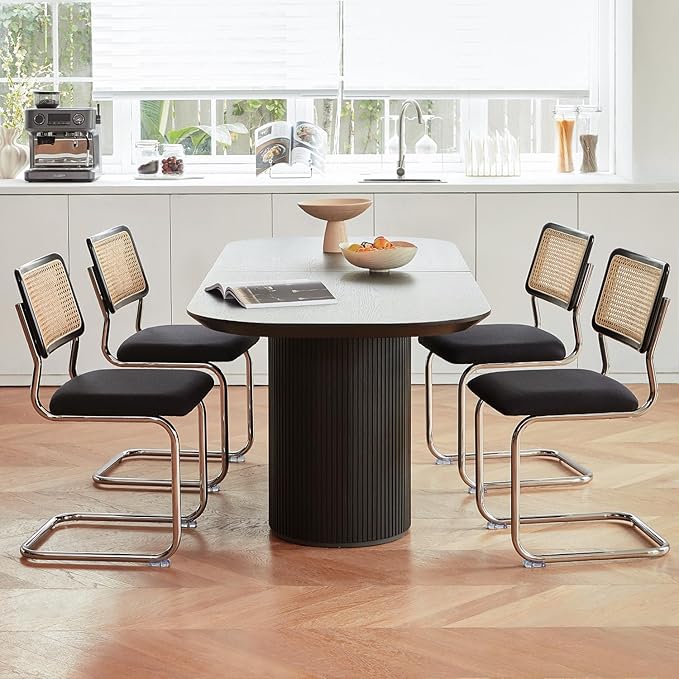 GrandNoor Rattan Dining Chairs Set, Wooden Mid Century Modern Dining Room Chairs - Image 7