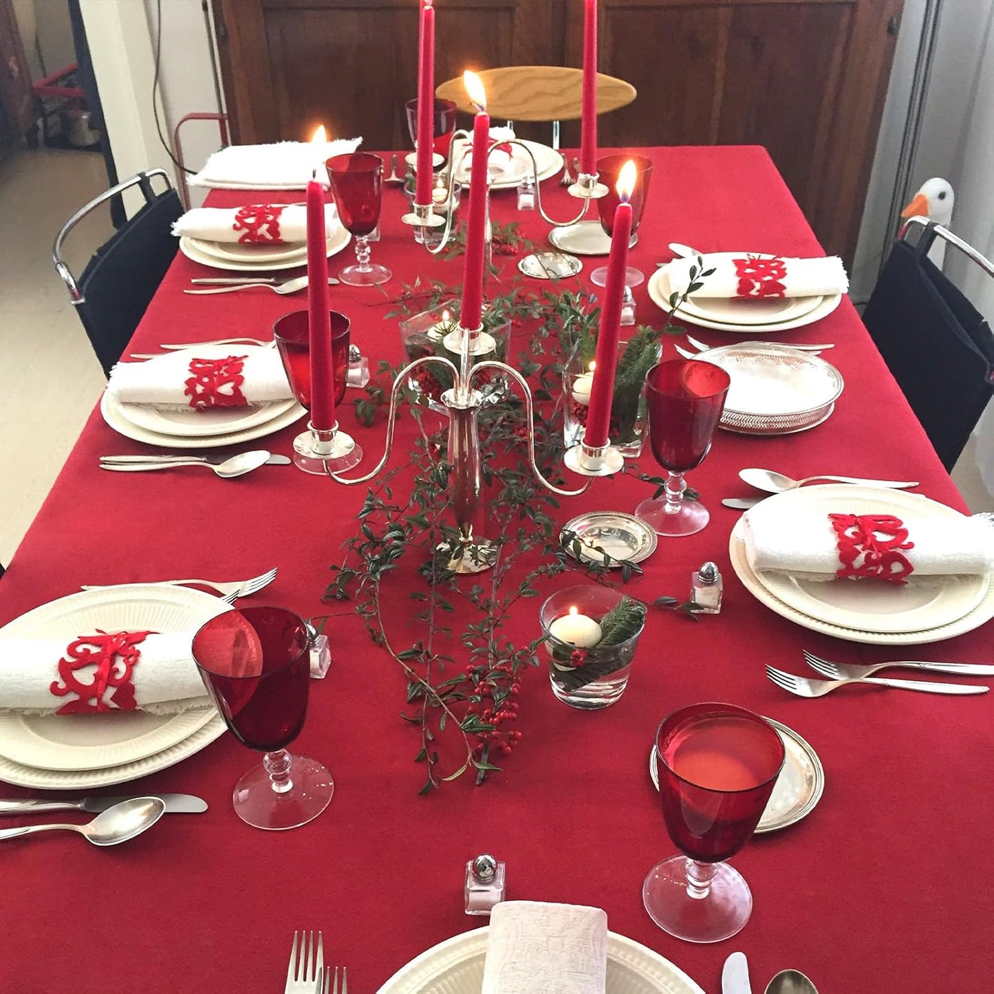 8 Pack Red Tablecloth 60 x 102 Inch Rectangular Tablecloths for 6 Foot Rectangle Tables, Wrinkle Resistant Red Table Cloth Washable Polyester Fabric Table Covers for Buffet Wedding Party Banquet