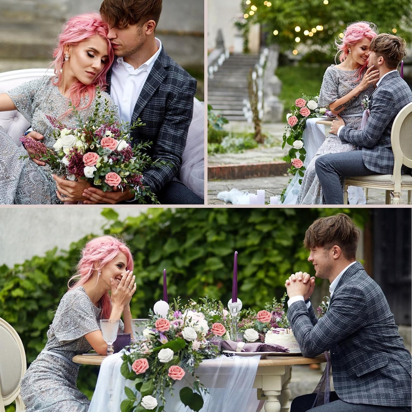 200PCS Artificial Flowers Pink Roses Real Looking Foam Fake Roses with Leaves for DIY Wedding Bouquets Bridal Shower Party Decorations (Pink, 200)