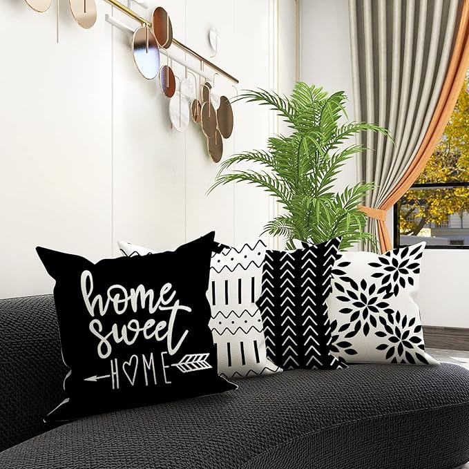 YCOLL Pillow Covers 18x18 Set of 4, Modern Sofa Throw Pillow Cover, Decorative - Image 3