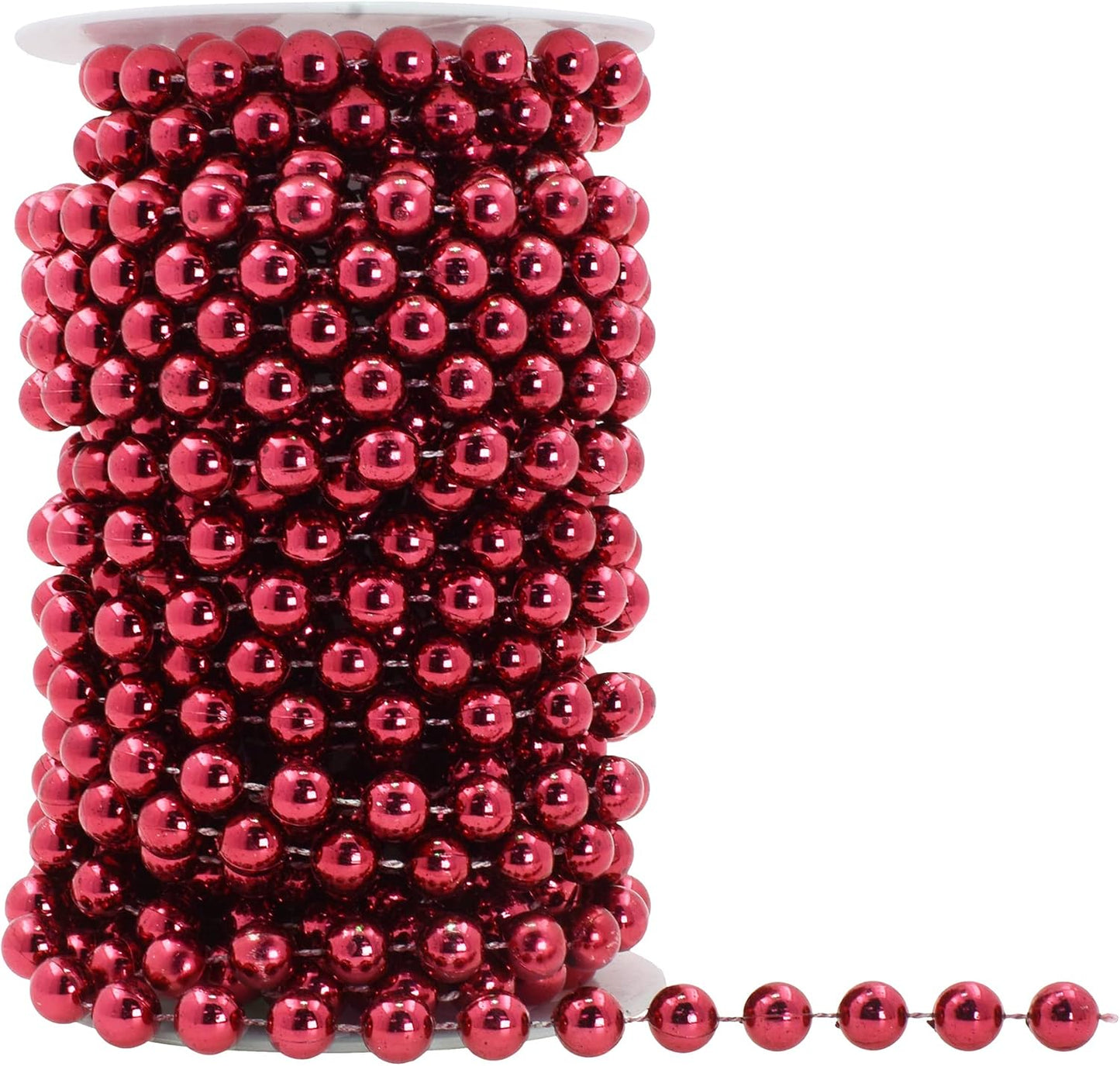 Mandala Crafts 8mm Faux Burgundy Pearl Beads Roll - 20 Yards Strand of Fake Pearls Chain Garlands Spool String for Christmas Tree, Wedding, Party, Vases, DIY Decoration