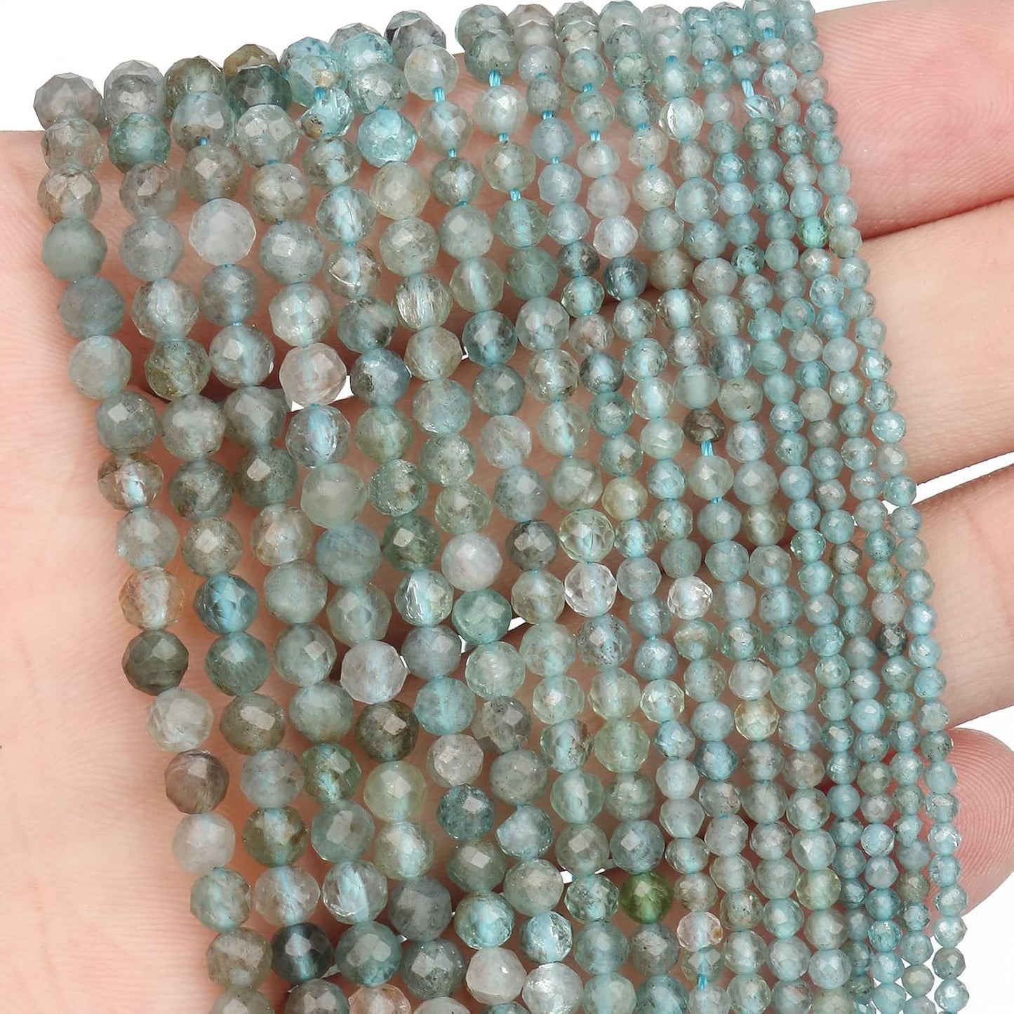 Song Xi 180pcs 2mm Natural Kyanite Gemstone Beads Faceted Round Loose Stone Beads for Jewelry Making