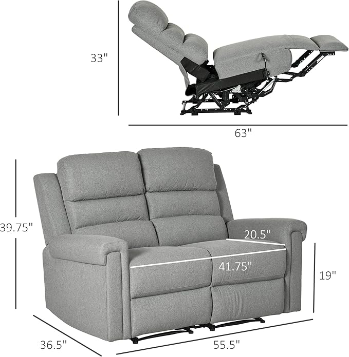 HOMCOM 2 Seater Recliner Sofa - Image 2