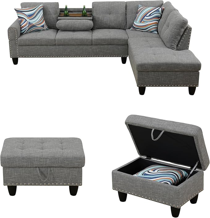 97.5" L Shaped Couch Set, Modular Sectional Couches - Image 4