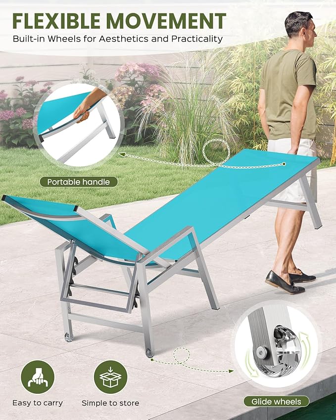Patio Chaise Lounge Chair Outdoor Set of 2 - Image 5