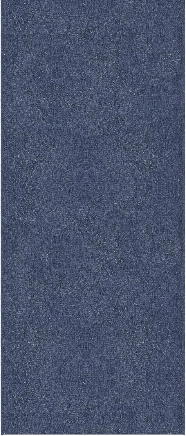Ottomanson 2' x 14' Ultra-Thin Hallway Runner Rug - Durable Non-Slip Carpet for High-Traffic Areas - Fits Under Doors for Seamless Entry - Ideal for Kitchen, Entryway, Bedroom & Living Room, Navy