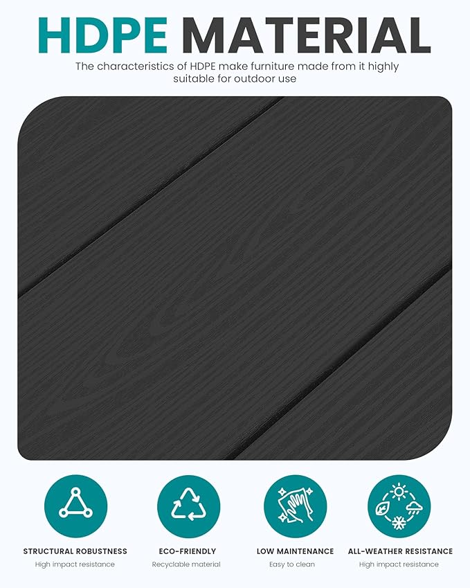 SERWALL HDPE Outdoor Furniture Set, 7 Piece All Weather Wood-Like Outdoor Sofa - Image 8