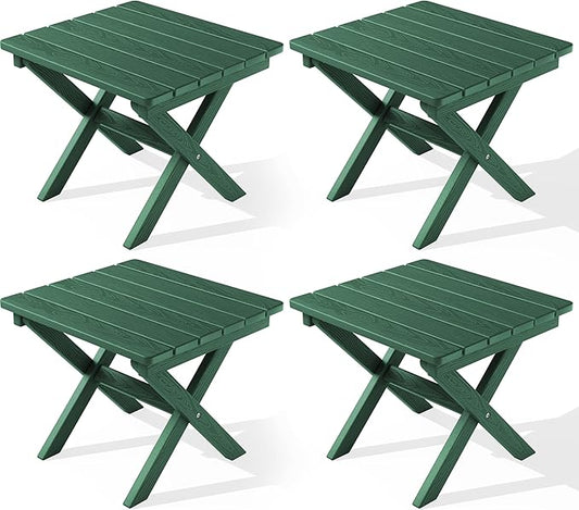 SERWALL Folding Outdoor Side Table Set of 4, Small Adirondack Side Table by SERWALL