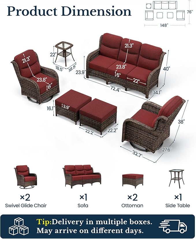 HILLGA 6-Piece Luxury Patio Furniture Set - Image 2