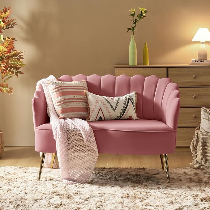 HULALA HOME Modern Velvet Loveseat Sofa - Image 7