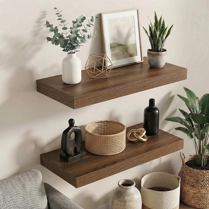 Dreamland Floating Shelves for Wall, 2 Pack Rustic Wooden Wall Shelves - Image 6