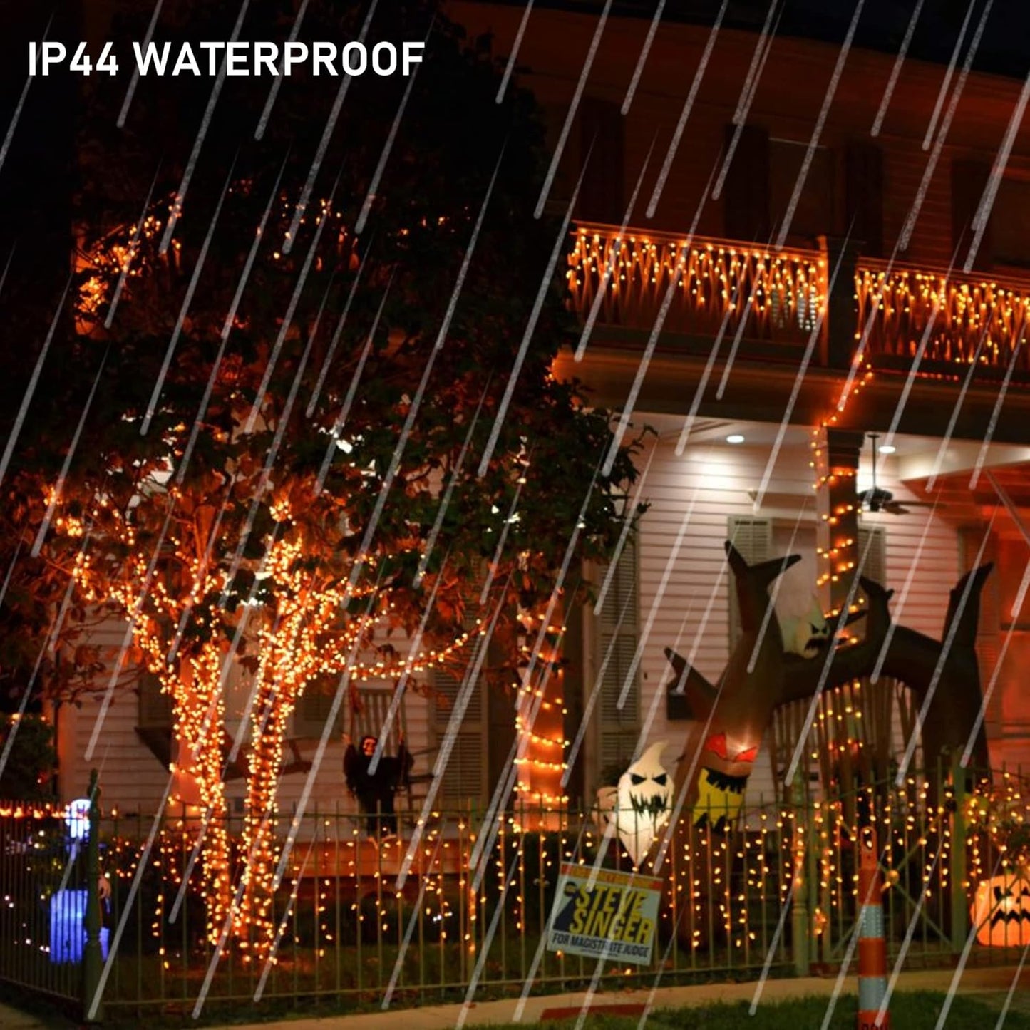 Dazzle Bright Orange Halloween Fairy String Lights, 4 Pack Total 80FT 240LED Copper Wire Battery Operated Waterproof Lights, Halloween Decorations for Indoor Home Outdoor Patio Yard Party Decor