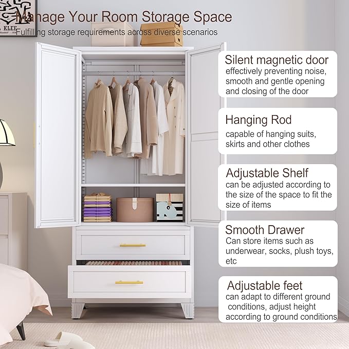 erosoei Metal Armoire Wardrobe Closet, 71 "Metal Clothing Storage Cabinet - Image 3