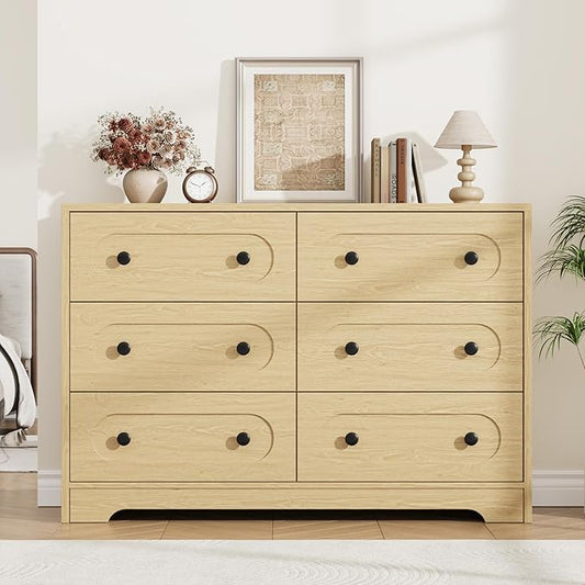 Garvee 6 Drawer Dresser for Bedroom, Wooden Mid Century Modern Chest of Drawers by Garvee