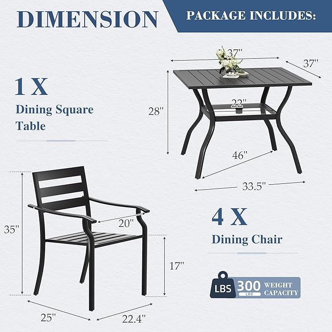 HOMREST 5 Piece Outdoor Patio Dining Set - Image 3