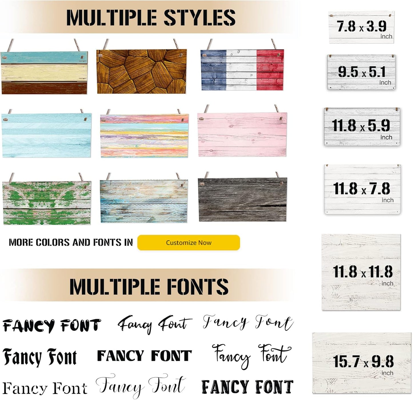 Custom Hanging Wood Sign, Personalized Text Door Sign Plaque, Customized Wall Sign, Customizable Wood Board with Hanging String for Home Decor, Store, Farm 7.8x3.9 inch