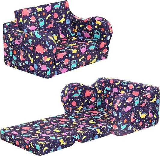 MOMCAYWEX Kids Sofa, 2-in-1 Flip-Out Foam Couch, Foldable Soft Play Lounge Chair by MOMCAYWEX